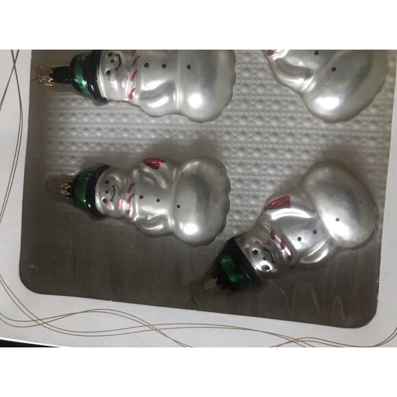Vintage Christmas Glass Ornaments Snowmen Set of 4 With Box - Picture 4 of 6